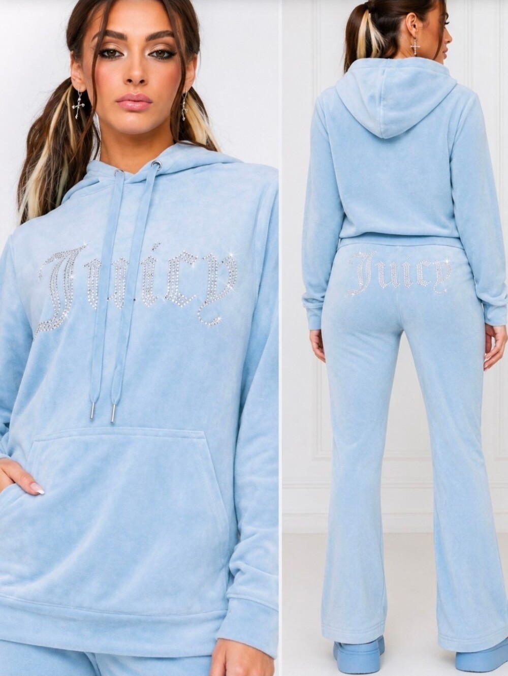 Juicy Couture Montana Blue Velour Tracksuit Set Bling *Rare* X-LARGE NWT